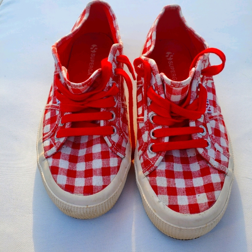 Superga Red Gingham tennis shoes 8